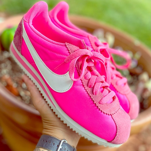 nike cortez pink and yellow